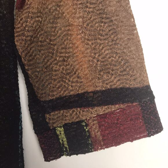 Damee Inc. Cowl Neck Tunic Half Sleeve Swing Sheer Mesh Knit Red Tan Black Small - Picture 7 of 11